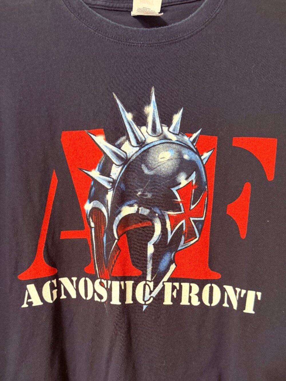 Agnostic Front Black 'FOR MY FAMILY WARRIORS'  NY Hardcore Band Tee  Men's XL - Picture 2 of 6